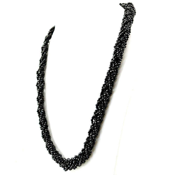 gemsmore:Natural Black Spinel Necklace Round Shape Faceted Beads