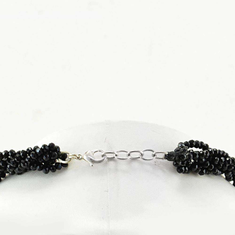 gemsmore:Natural Black Spinel Necklace Round Shape Faceted Beads