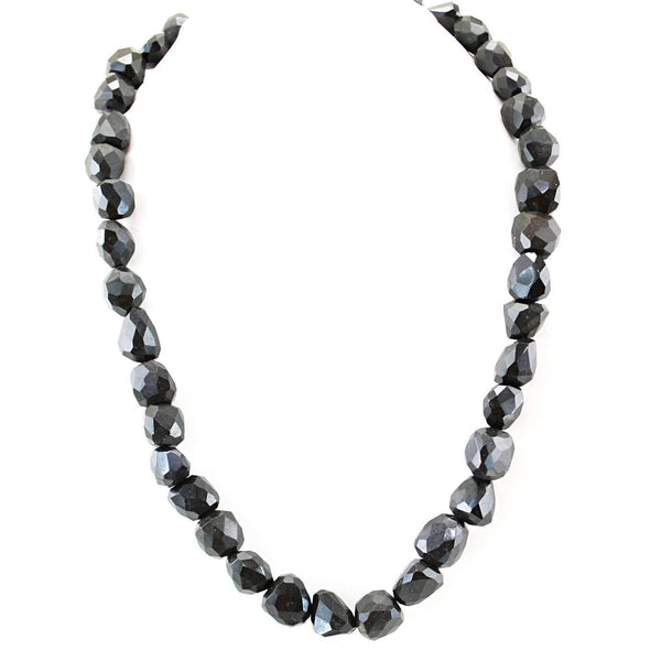 gemsmore:Natural Black Spinel Necklace Single Strand Faceted Beads