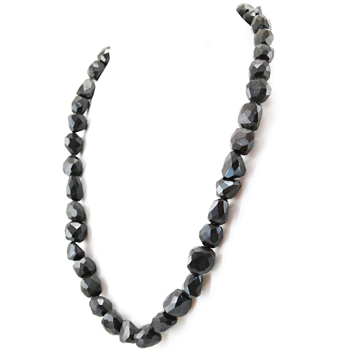 gemsmore:Natural Black Spinel Necklace Single Strand Faceted Beads