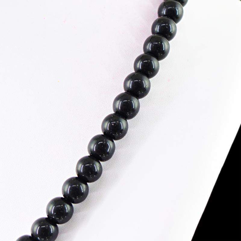 gemsmore:Natural Black Spinel Necklace Single Strand Round Shape Beads