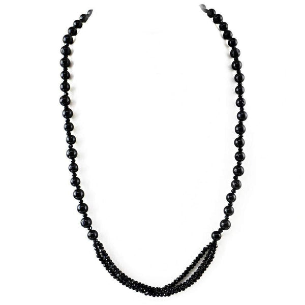 gemsmore:Natural Black Spinel Necklace Untreated Round Cut Beads