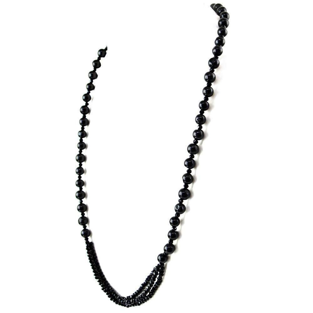 gemsmore:Natural Black Spinel Necklace Untreated Round Cut Beads