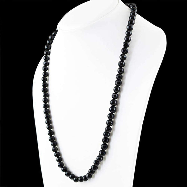 gemsmore:Natural Black Spinel Necklace Untreated Round Shape Beads