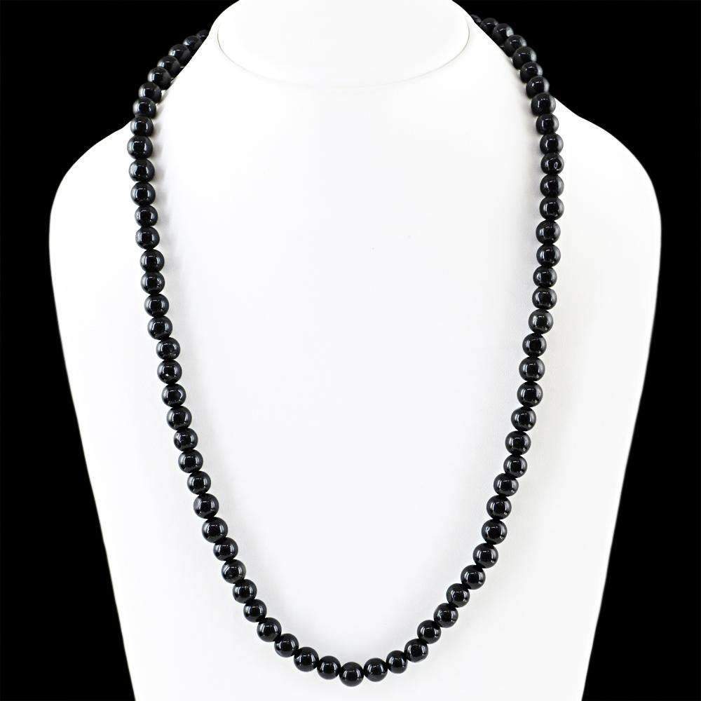 gemsmore:Natural Black Spinel Necklace Untreated Round Shape Beads