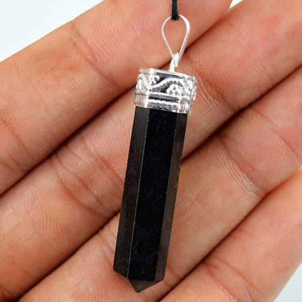 gemsmore:Natural Black Spinel Pure Meditation Healing Point Pendant