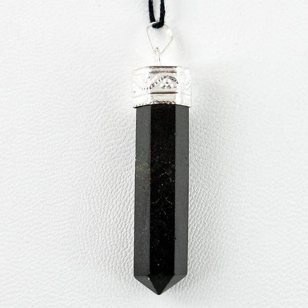 gemsmore:Natural Black Spinel Pure Meditation Healing Point Pendant