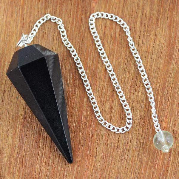 gemsmore:Natural Black Spinel Reiki Crystal Healing Pendulum