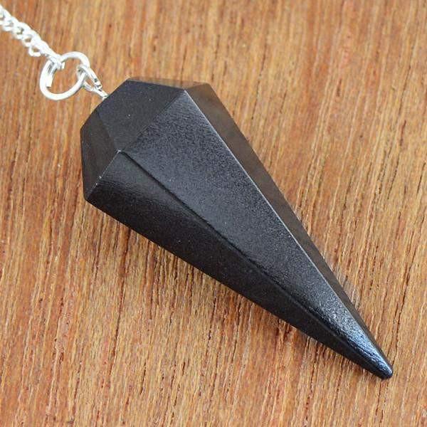 gemsmore:Natural Black Spinel Reiki Crystal Healing Pendulum