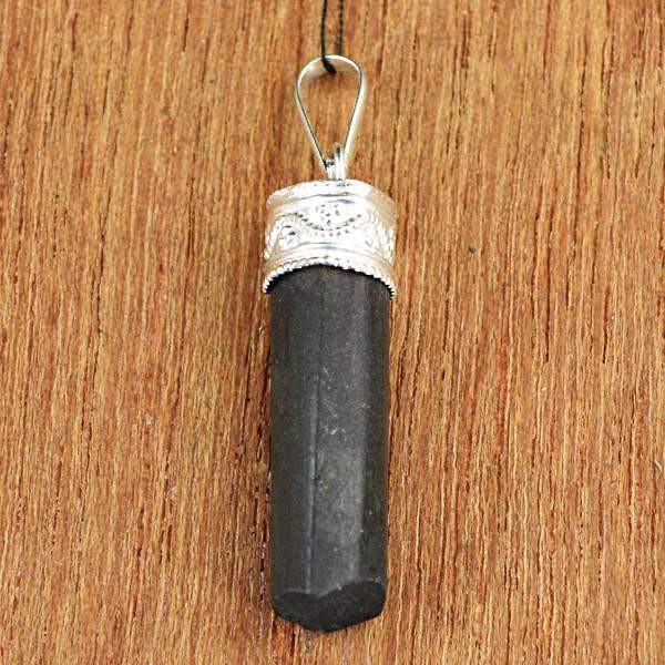 gemsmore:Natural Black Spinel Reiki Crystal Healing Point Pendant