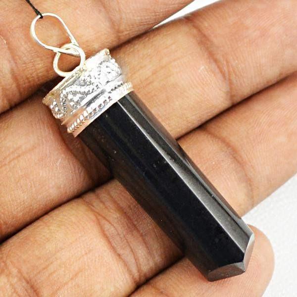 gemsmore:Natural Black Spinel Reiki Healing Point Pendant