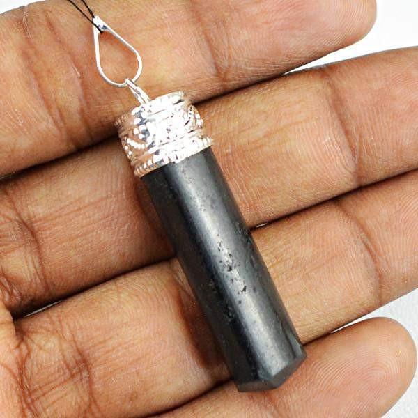 gemsmore:Natural Black Spinel Reiki Healing Point Pendant