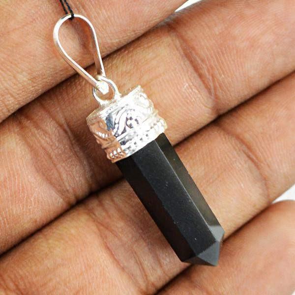 gemsmore:Natural Black Spinel Reiki Healing Point Pendant