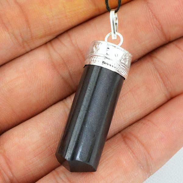 gemsmore:Natural Black Spinel Reiki Pure Healing Point Pendant