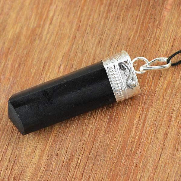 gemsmore:Natural Black Spinel Reiki Pure Healing Point Pendant