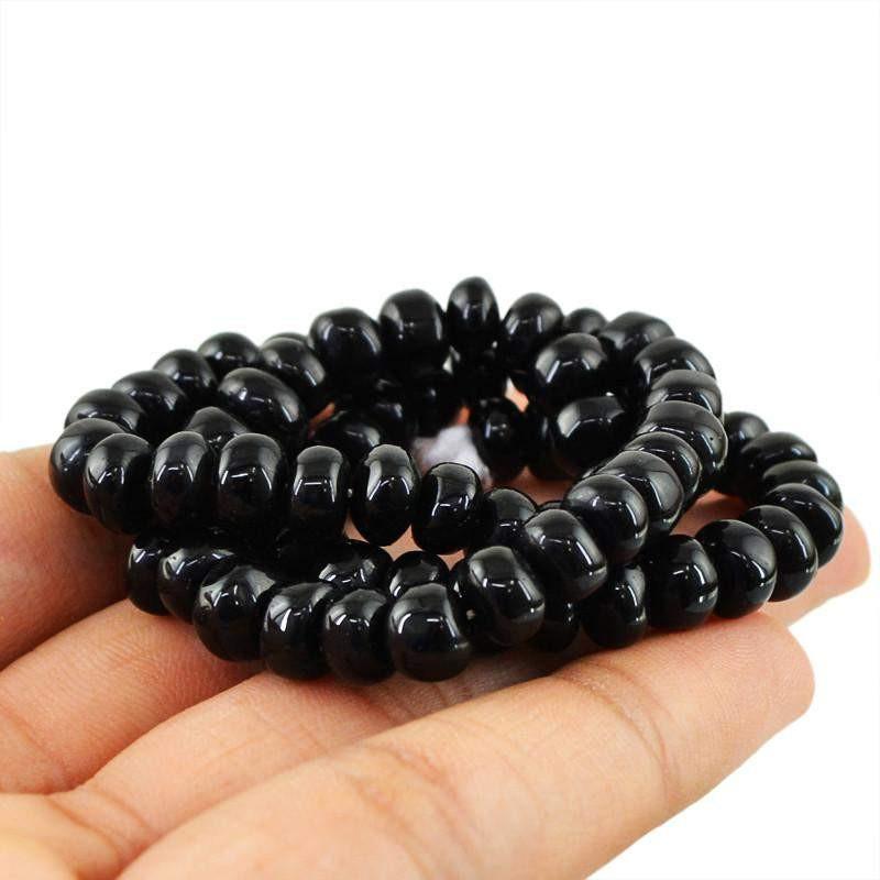 gemsmore:Natural Black Spinel Round Drilled Beads Strand