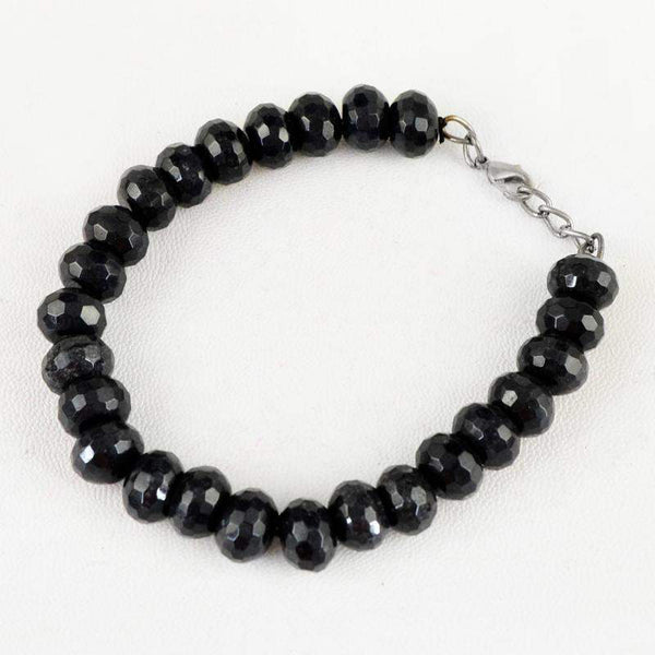 gemsmore:Natural Black Spinel Untreated Beads Bracelet