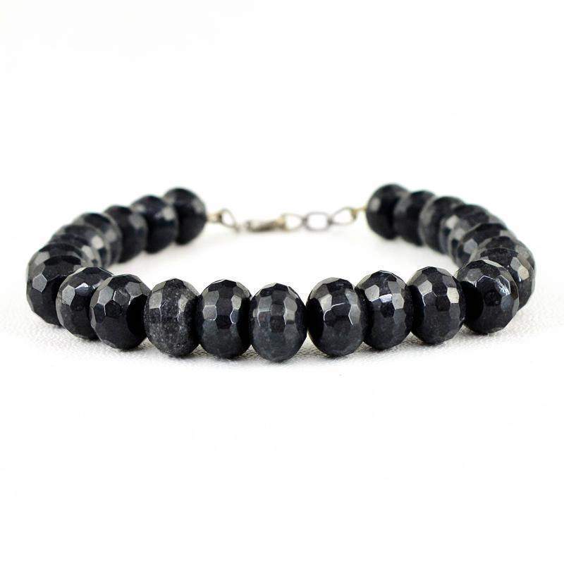 gemsmore:Natural Black Spinel Untreated Beads Bracelet