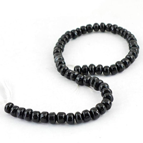 gemsmore:Natural Black Spinel Untreated Round Shape Beads Strand