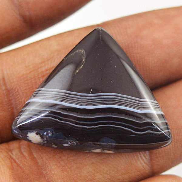 gemsmore:Natural Black Striped Onyx Loose Gemstone