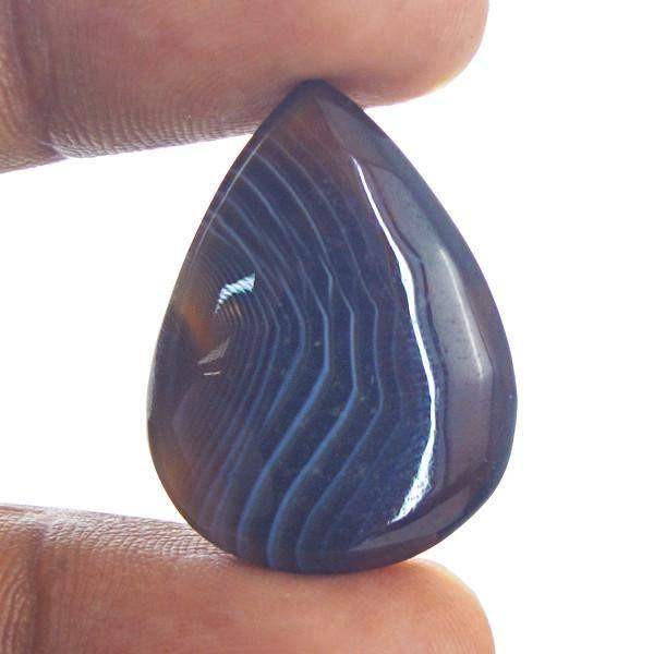 gemsmore:Natural Black Striped Onyx Pear Shape Gemstone