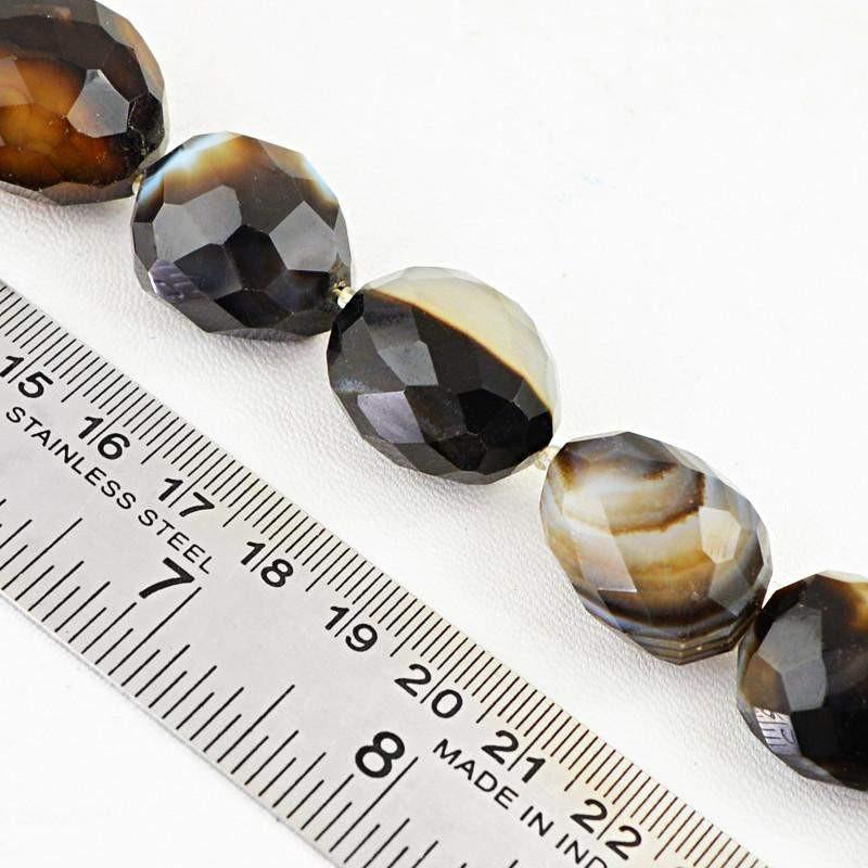 gemsmore:Natural Black & White Onyx Beads Strand
