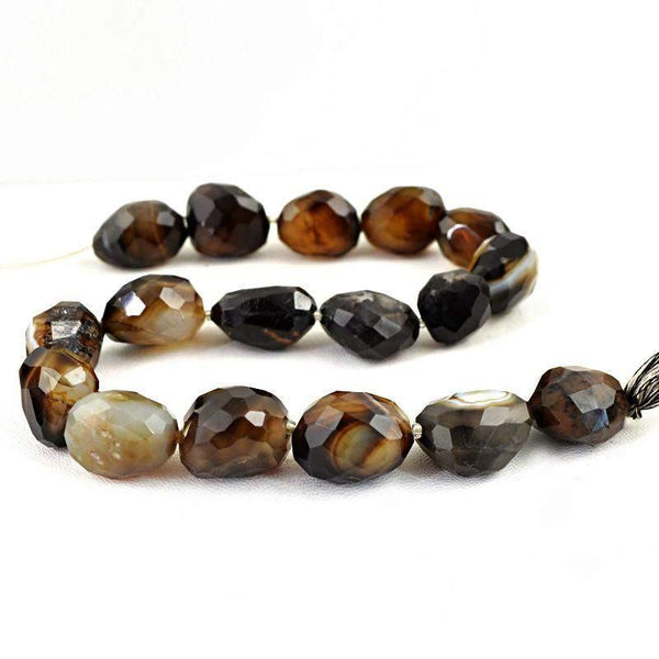 gemsmore:Natural Black & White Onyx Beads Strand