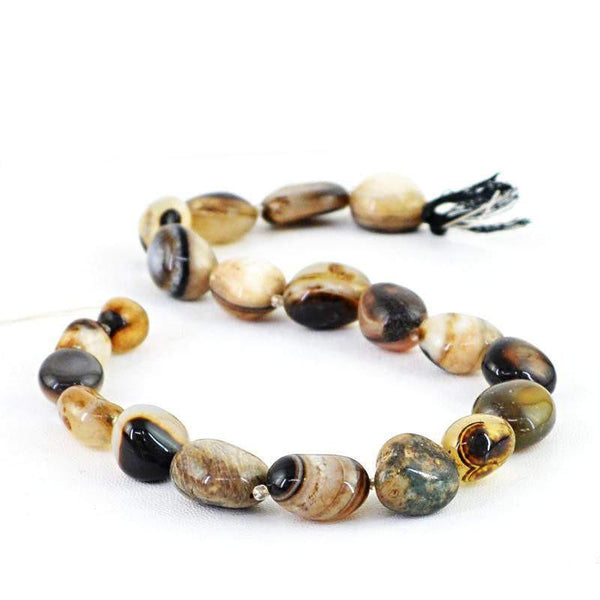gemsmore:Natural Black & White Onyx Drilled Beads Strand