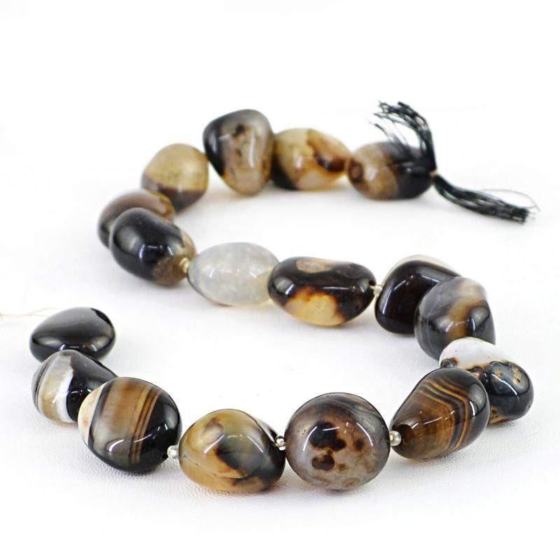 gemsmore:Natural Black & White Onyx Unheated Beads Strand
