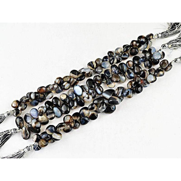 gemsmore:Natural Black & White Onyx Unheated Beads Strands Lot