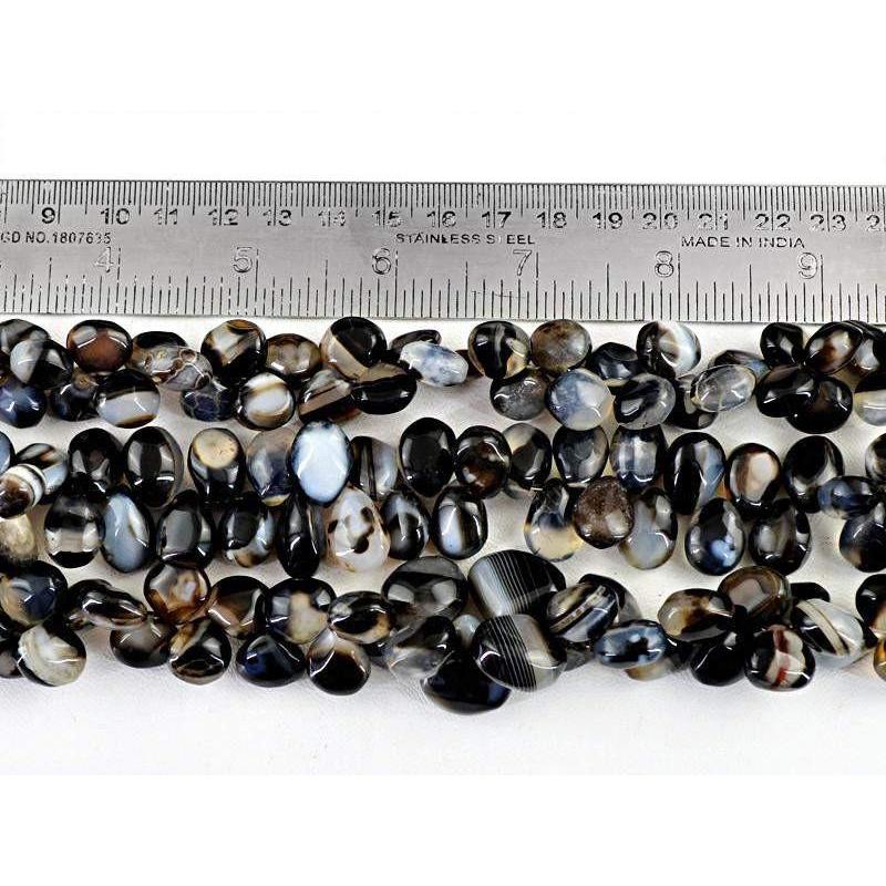 gemsmore:Natural Black & White Onyx Unheated Beads Strands Lot