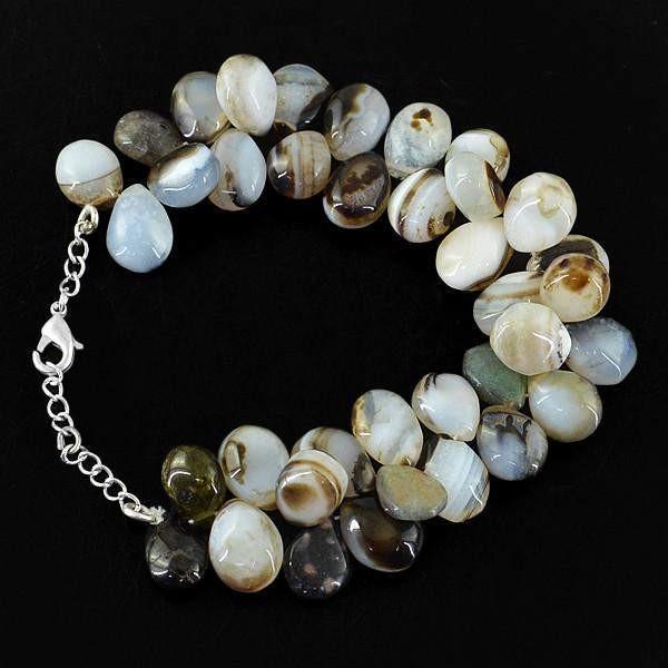 gemsmore:Natural Black & White Onyx Untreated Beads Bracelet