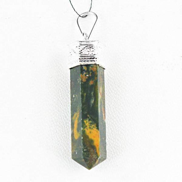 gemsmore:Natural Blood Green Jasper Healing Point Pendant