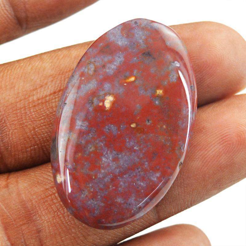 gemsmore:Natural Blood Green Jasper Oval Shape Gemstone