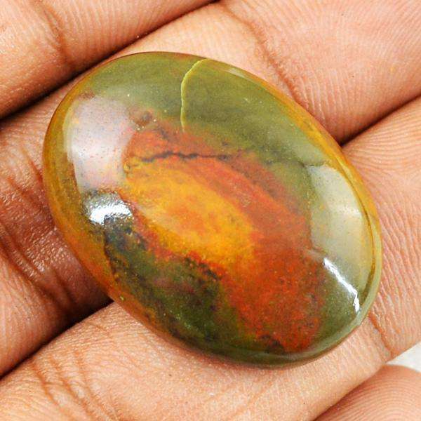 gemsmore:Natural Blood Green Jasper Oval Shape Loose Gemstone