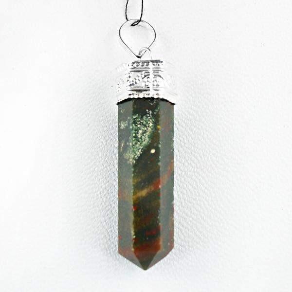 gemsmore:Natural Blood Green Jasper Reiki Healing Point Pendant