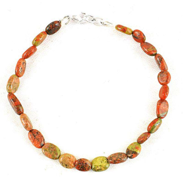gemsmore:Natural Blood Green Unakite Beads Bracelet