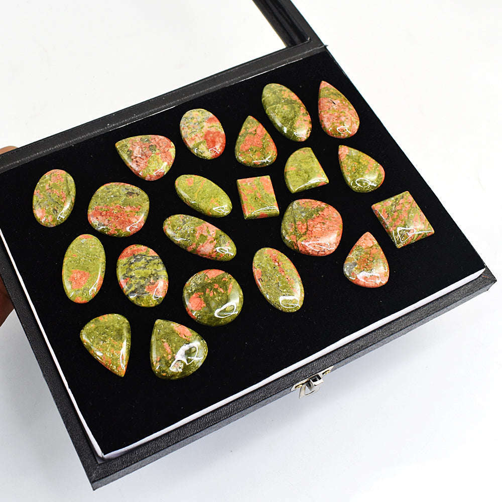 gemsmore:Natural Blood Green Unakite Gemstone  Lot