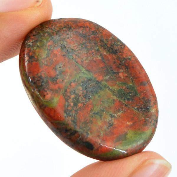 gemsmore:Natural Blood Green Unakite Healing Palm Gemstone