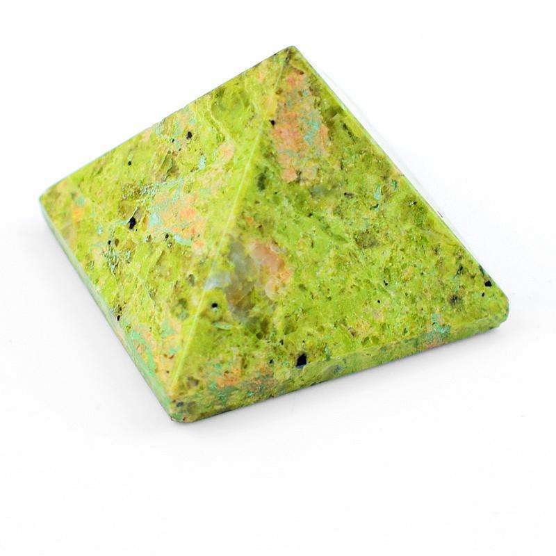 gemsmore:Natural Blood Green Unakite Healing Pyramid