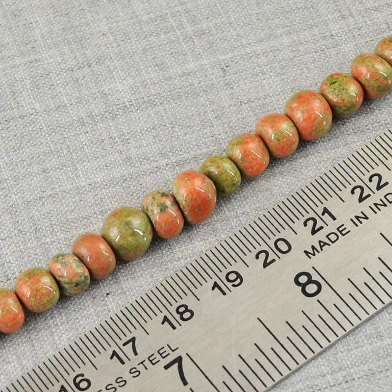 gemsmore:Natural Blood Green Unakite Round Beads Strand