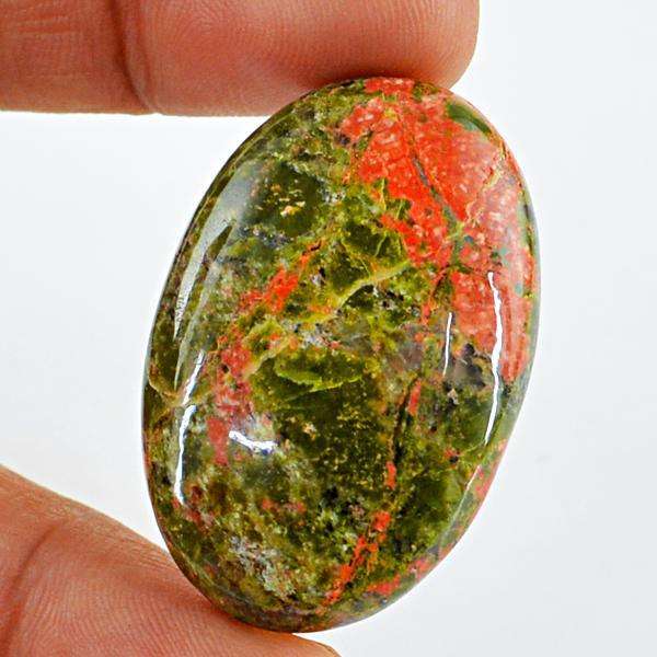 gemsmore:Natural Blood Green Unakite Untreated Loose Gemstone