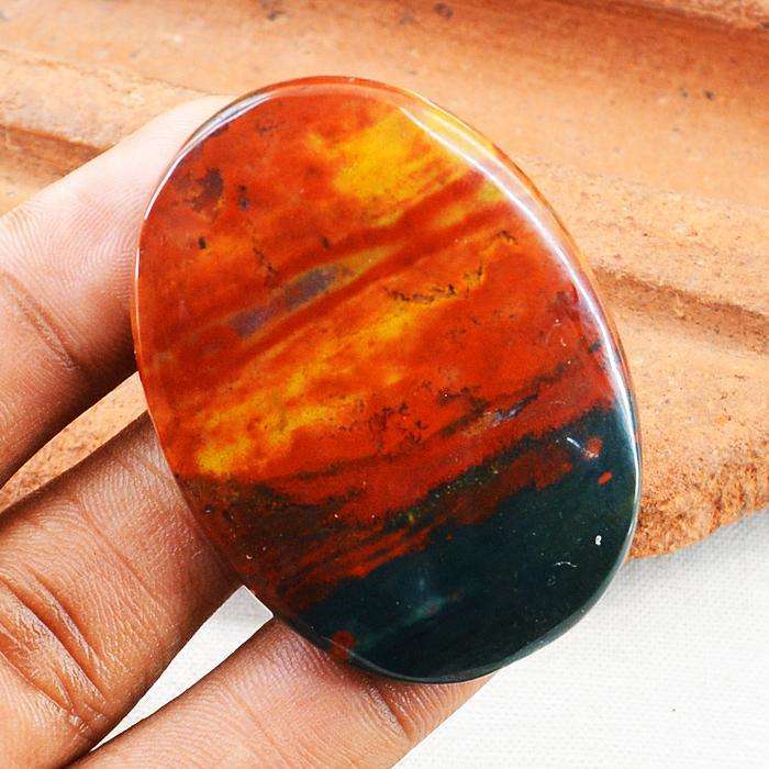 gemsmore:Natural Bloodstone Oval Shape Untreated Loose Gemstone