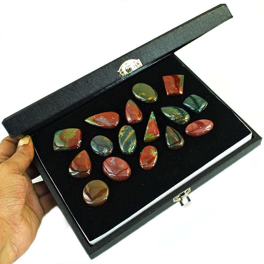 gemsmore:Natural Bloodstone  Untreated Gemstone Cabochon Lot