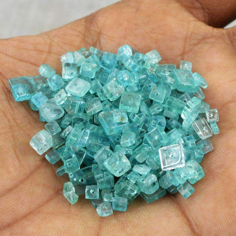 gemsmore:Natural Blue Apatite Beads Lot - Drilled