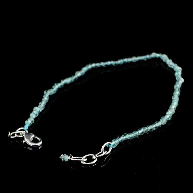 gemsmore:Natural Blue Apatite Bracelet Round Shape Beads