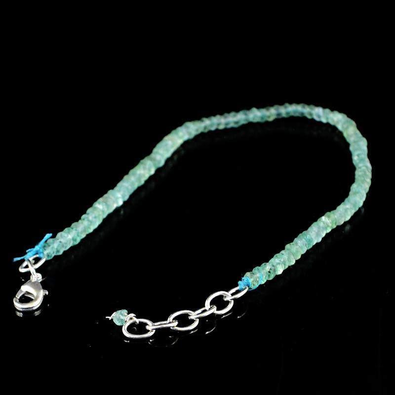 gemsmore:Natural Blue Apatite Bracelet Round Shape Faceted Beads