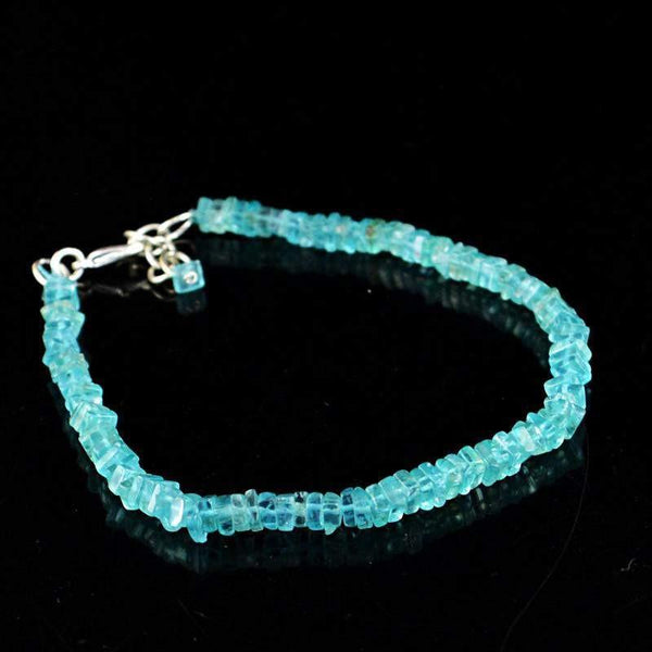 gemsmore:Natural Blue Apatite Bracelet Untreated Beads