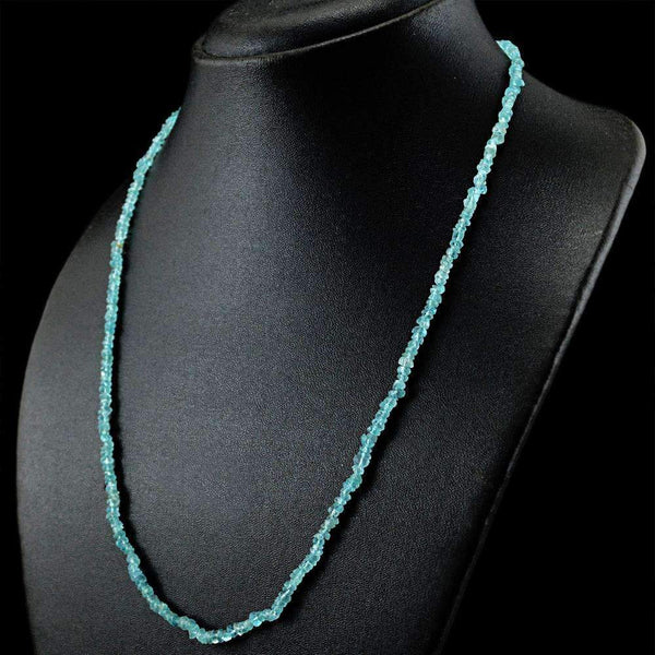 gemsmore:Natural Blue Apatite Necklace Round Shape Faceted Beads