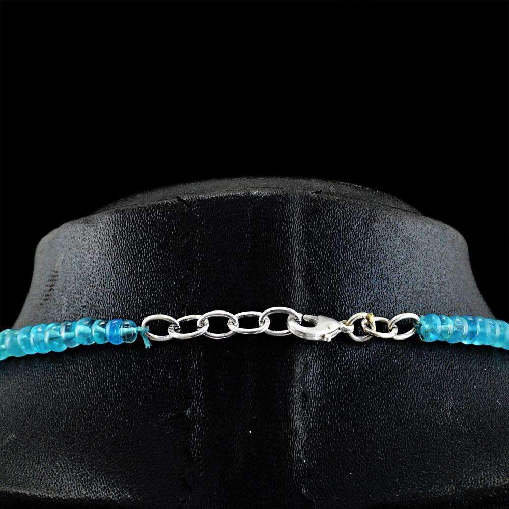 gemsmore:Natural Blue Apatite Necklace Round Shape Untreated Beads